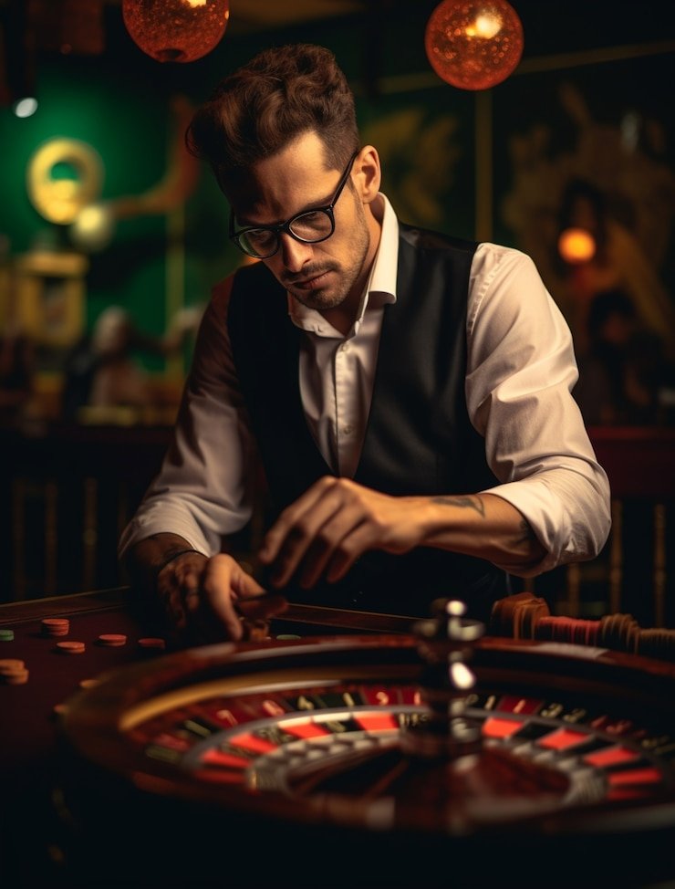 Antarmuka aplikasi jago ledak menampilkan meja Caribbean Stud Poker dengan tombol raise dan fold yang jelas