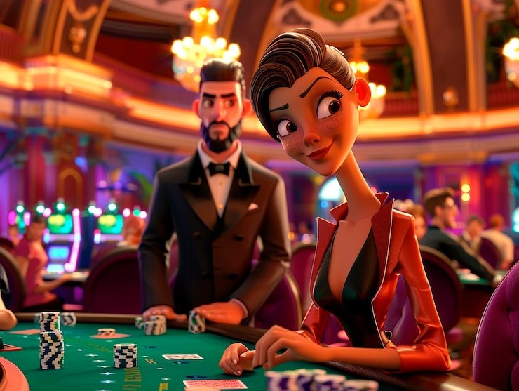Antarmuka aplikasi jago ledak menampilkan meja Teen Patti dengan kartu pemain dan tombol keputusan